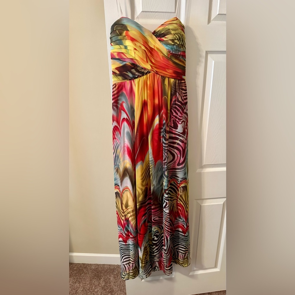 Multicolored Strapless Formal dress